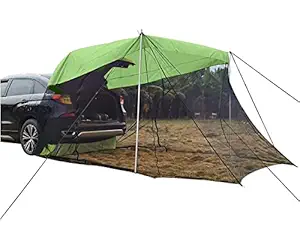 Hukimoyo Car Tent Waterproof Outdoor, Car Awning Sun Shelter Folding Camping Tent and Canopy Ultralight Beach Sun Shield Camping Traveling(Green)