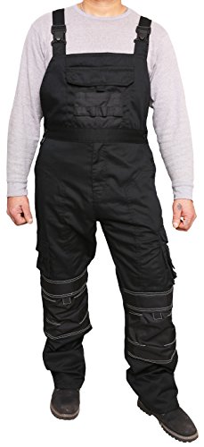 Qaswa Mens Bib and Brace Overall Mens Work Dungarees Multi Pockets Trouser Worker Pants