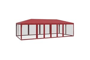 ‎VIDAXL vidaXL Namiot imprezowy z 12 ścianami z siatki, czerwony, 8x4 m, HDPE