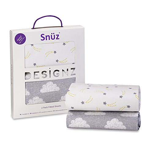 Snuz Moses Basket/Pram Fitted Sheets - Cloud Nine Print
