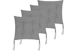 Cisne 2013, S.L. Cojines Acolchados de sillas de terraza, jardín, balcón, Cocina. Tamaño 40 x 40 x 5cm. Cojines Asiento para sillas con Cremallera (Gris, Pack 4 Cojines)