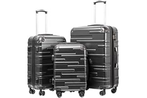 COOLIFE Valigie Valigia Trolley rigido ultraleggero e capiente,Chiusura a combinazione laterale con TSA, 4 ruote per facilitare il trasporto (Grigio, Set da 3 Pezzi)