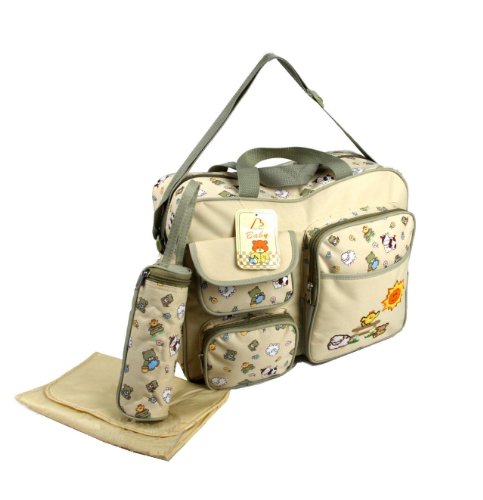 3pcs Baby Diaper Nappy Changing Bags Set - Beige Sun & Animals