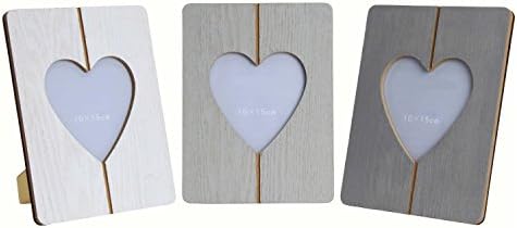 3 Heart Aperture Wooden Photo Frames Contemporary Colours 6 x 4in