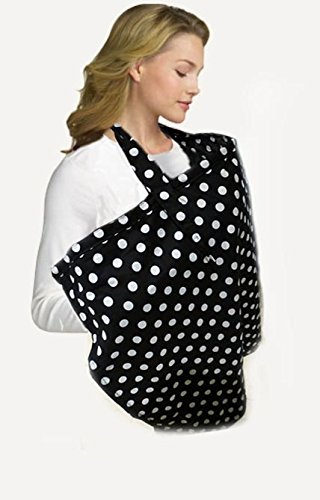 Breastfeeding Cover Nursing Cover Apron (white polka dot on black design)