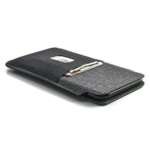Dockem Wallet Sleeve pour iPhone 11 Pro, XS et X : Porte-Cartes en Cuir Synthétique en Toile Sergée: Housse Ultra Mince Professionnelle avec 2 Emplacements pour Cartes [Noir et Gris]