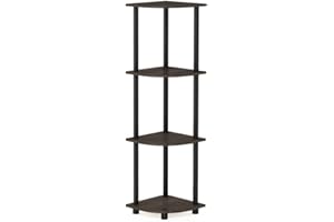FURINNO Toolless Shelves, 12078DB-WG/BK, Dark Brown Grain/Black, one size