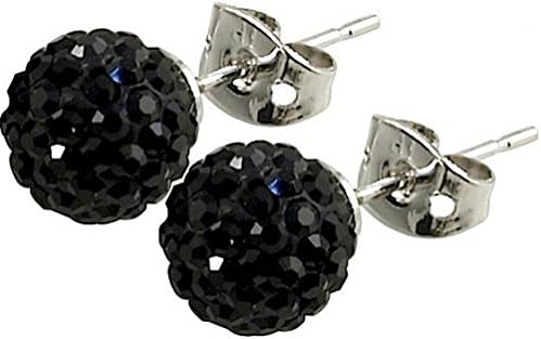 Breel - Tresor Paris Stud Earrings - Black - 8mm Crystal - Allergy Safe Titanium - Unisex