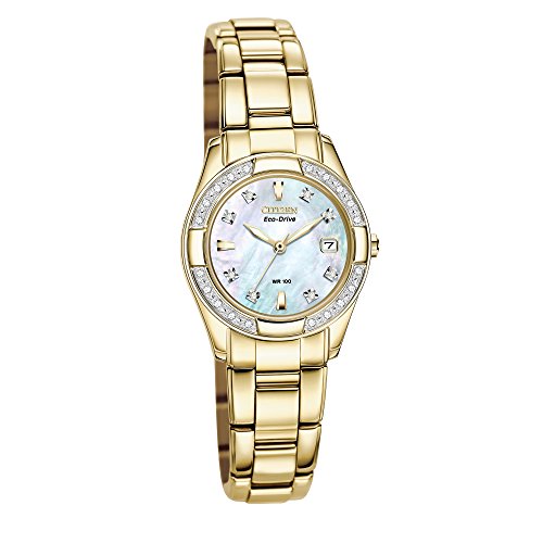 CITIZEN ECO-DRIVE Women's EW1822-52D Regent Gold Tone Diamond Watch