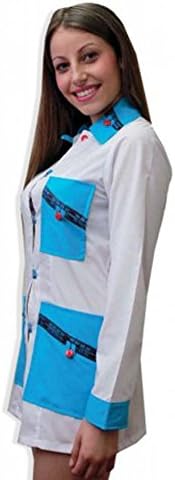 Scrubs Tunic Maestra School Work Asylum Aesthetics Christmas Buttons Cotton, azure, XS