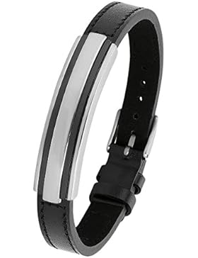 s.Oliver Herren-Armband 17,5-21,5 cm verstellbar Edelstahl IP Black Beschichtung Leder schwarz