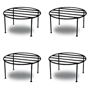 IRON LANDS Heavy Duty Round Indoor Outdoor Flower Pot Plant Stand for Home Garden Balcony Living Room Decor (Set of 4
