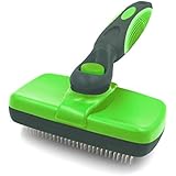 Vaxuia Self Cleaning Slicker Brush-Pet Dog &amp; Cat Grooming Brush- for Large to Small Dog or Cat With Short to Long Hair-Best Shedding Brush Helps Striping, Finishing, Detangling, &amp; Deshedding (Green)