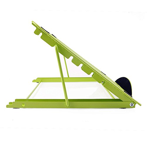 Faltbarer Laptop Tablet Ständer, InGoo Laptopständer Mesh Belüftet Kühler Halter Verstellbarer Computer Halterung Stütze Ständer für Laptop, Notebook, iPad Mini, iPhone, Tablets(Grün) - 2