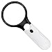 Price comparison product image Magnifier 3 LED Light, Rusee 3X 45X Handheld Illuminated Magnifier Super High Clarity Lighted Reading Magnifying Glass Lens Jewelry Loupe Crafts