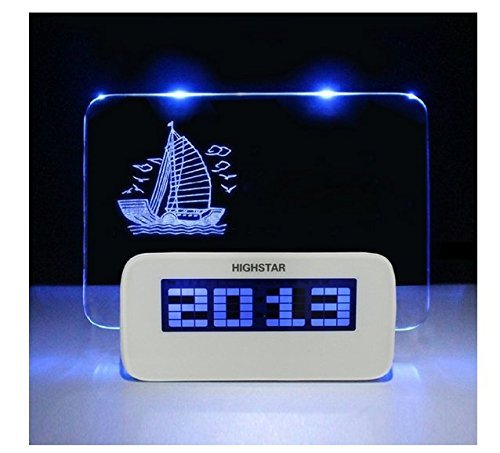 Bestland Multifunction LED Night Light Digital Alarm Clock with Fluorescent Message Notice Memo Board Snooze Calendar Timer Temperature Highlighter