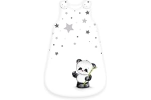 Herding Baby Best Baby-Schlafsack, Panda Motiv, 90 cm, Seitlich umlaufender Reißverschluss und Druckknöpfe, Weiß