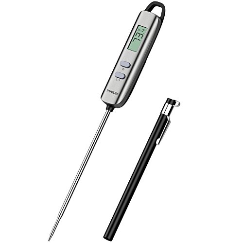 TopElek Fleischthermometer Digital Cooking Thermometer, Super lange Probe, mit 5 Sekunden Instant Read-out für Küche, Grill, BBQ, Essen, Steak, Türkei, Süßigkeiten, Milch, Bad Wasser