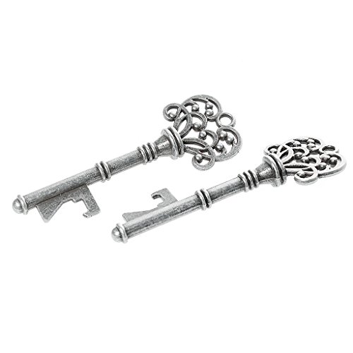 Flaschenöffner Kupfer Hochzeit antik rustikal Bräutigamform Alice im Wunderland Schlüsselanhänger Hochzeit & Party Geschenk – Silber, one size - 8