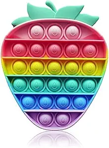 Tzoo Strawberry Rainbow Push Pop it Bubble Fidget Toy, Pop It Stress Relief and Anti-Anxiety Tools Sensory, Silicon Satisfying Relaxing Toys & Great Gift for Kids(Multicolor)