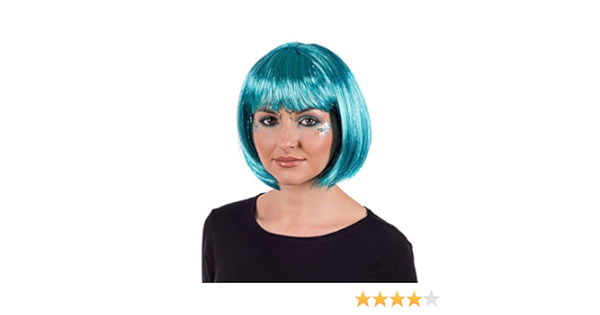 blue glitter wig