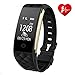 Produktbild Fitness Armband Mit Pulsmesser Schlafmonitor, Ginsy Sportuhr Smart Wristband Aktivitätstracker Wasserdicht Pedometer für Android iOS Smartphones (Schwarz)