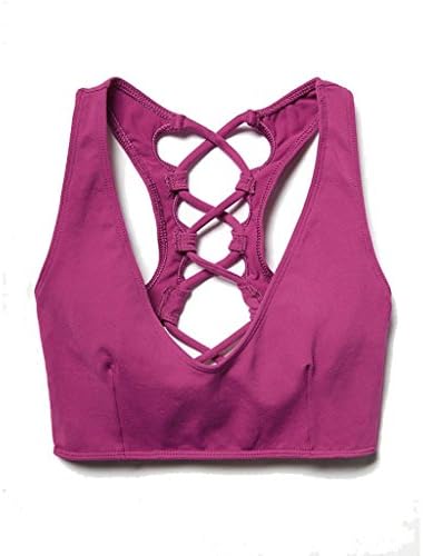 Byjia Women Yoga Sports Bra Cross Back Vest Elasticity Top Gym Workout Jogging Fitness Exercise Aerobics Dance Running . Purple . M
