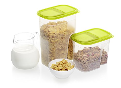 Rotho Schüttdose „Sunshine“ aus Kunststoff (PP), klein – Inhalt 4.1 L, Dose mit Deckel und Verschlussklappe zum Schütten – BPA- und schadstofffrei – transparent/grün, ca. 20.5×13.5×27 cm (LxBxH) - 2