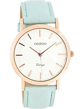 Oozoo Vintage Damenuhr Lederband 38 MM Rose/Weiss/Mint C8101