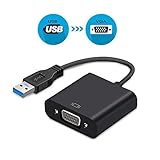  USB 3.0 zu VGA Adapter, USB auf VGA Video Adapter Konverter, Multi-Monitor-Display, Display Externe Kabel Adapter für PC Laptop Windows 10/8.1/8/7/XP [Verbesserte Version] (Schwarz) Schwarz