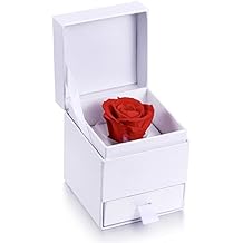 MARENJA-Regalo San Valentín Cajita de Joyero con Rosa Preservada Eterna de Collar Pendientes Juego de Joyas