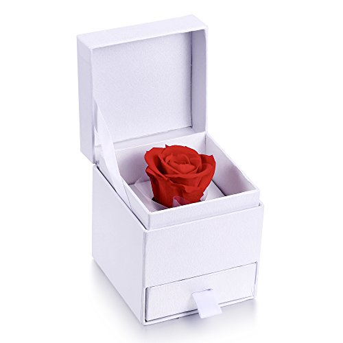 MARENJA Schmuckkästen Schmuckbox weiß mit konservierte Rose