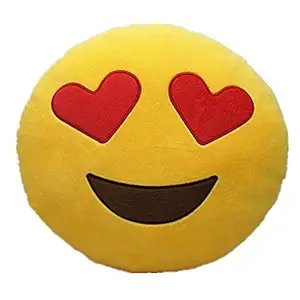 Aarushi Stuffed Soft Smiley Love Cushion for Kids Yellow Colour