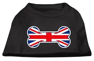 Mirage Pet Products Puppy Safety Dress Apparel Clothing Accessory Bone Shaped United Kingdom (Union Jack) Flag Screen Print Shirts Black M (12)