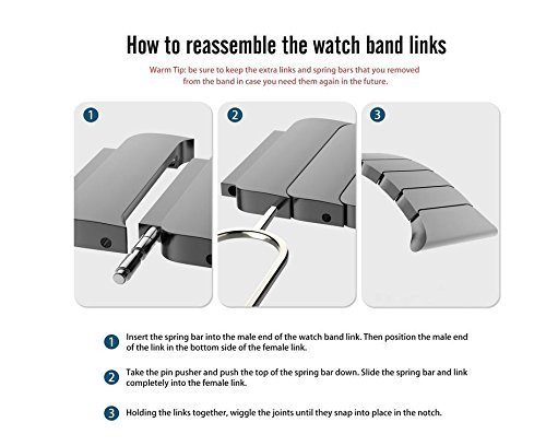EloBeth Ersatzarmband für Apple Watch Armband, Edelstahl mit Metallschließe 42mm - 9