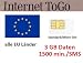 Produktbild Prepaid Daten Sim Karte (mobiles Internet) für die ganze EU mit 3 GB + 1500 Minuten für 30 Tage (Italien, Spanien, Frankreich, Österreich, Schweden, Griechenland, Kroatien,…)