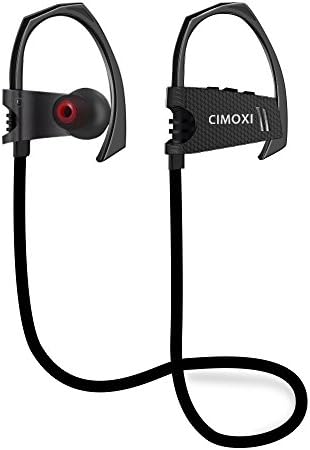 Wireless Earphones, CIMOXI Bluetooth 4.1 Headphones with 8 Hour Play Time, Built-In Mic, IPX4 Waterproof, Noise Cancellation, Premium Sound Ear Hook Earphones for Running,Cycling,Gym,Workout (Black)