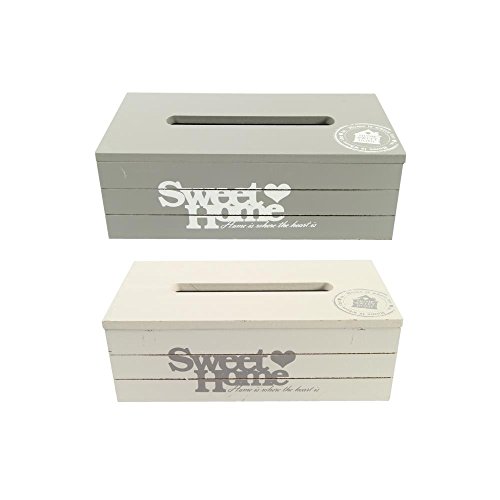 Kosmetiktuch Box SWEET HOME, Holz, grau,15x25cm, Decostar - 2