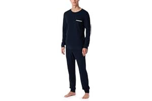Schiesser Herren Schlafanzug Lang Wärmere Baumwolle-Fein Interlock Pyjama