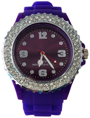 **Premium** LILA Designer Doppel Strass SILIKON UHR Strass XL Mode in Chronograph Optik Armschmuck UNISEX Armbanduhr Damenuhr Herrenuhr Sport STYLE Trend WATCH Quarzuhr Stark in der Mode Qualitts Uhren Top Qualitt Absolutes Must-Have! In LILA von Avcibase