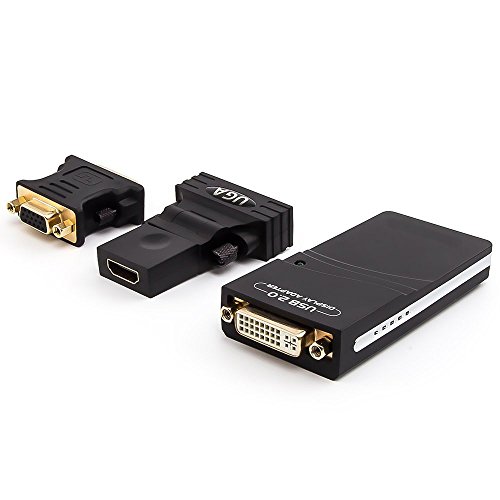 Lole USB 2.0 to VGA / DVI / HDMI External Video Graphics Adapter for Multiple Monitors Display Pixels up to 1920 x 1080 with Extend and Mirror Mode for Windows 10/ 8.1/8/7 Mac OS X Linux and Android 5.X - 2