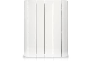 HJM Radiateur électrique à inertie sèche céramique MARNEIII, Horizontal,Blanc,Programme quotidien/hebdomadaire 24/7, Fil pilote (6 ordres) (2000, Watts)