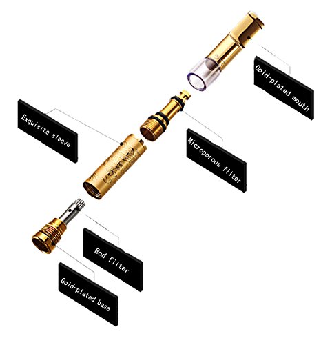 24k Gold überzogen Drache Clean-Typ Mehrfach-Filterung Zigarettenspitze Rauch-Tabak-Filter Reinigen Wiederverwendbare Tabak-Tar Ash Filterhalter Für Männer, um die 0,8mm und Ms. Verwenden 0.6mm Zigarette Base. - 3