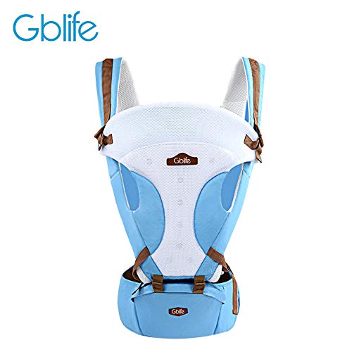GBlife Porte-bébé Nouvelle Conception Réglable Multifonction 5 Moyens à Porter avec Siège Coton Respirant pour Nouveau-nés Nourrissons Tout-petits