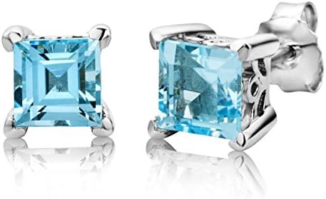 Earrings for Women Sterling Silver solitaire Studs earrings Sky Blue Topaz 925 Silver