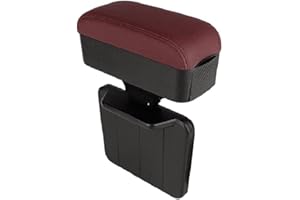 Qirc Auto-Armlehnen-Box-Schutz Mittelkonsolen-Armlehnen-Verlängerer Ellenbogen- und Unterarm-Handgelenks-Unterstützung Höhenverstellbarer Komfort-Pad Universal (Rot-mit Getränkehaltern)