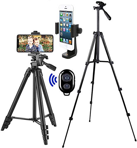 Handy Stativ Smartphone für iPhone Stativ Samsung Lightweight Tripod mit Handy Halterung und Bluetooth Fernbedienung und Kamera Stativ