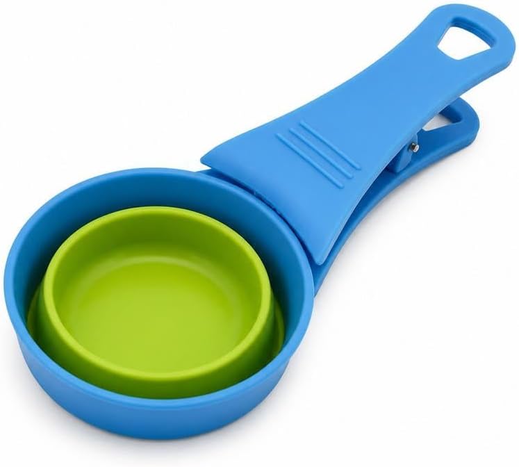 Busstier Klipsli Silikon Mama Kepçesi 118 ml Ölçekli Kedi Köpek Mama Küreği Mama Poşeti Kapatıcı Katlanabilir Ölçü Kaşığı Çok Renkli Evcil Hayvan Besleme Aparatı