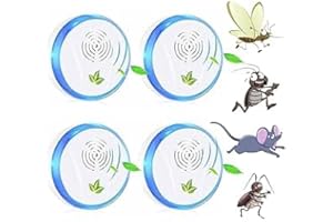 WUGEIN Ultraschall Maus und Ratten,Ultraschall Mäuseabwehr,4 Stück Mückenschutz,für Drinnen Mücken, Mäuse, Spinnen, Kakerlaken, Insekten, Flöhe, Motten,100% professionell und effektiv