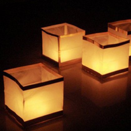 8 x Wasserlaterne Wasserlampion mit Teelicht Papierlaterne 15 cm